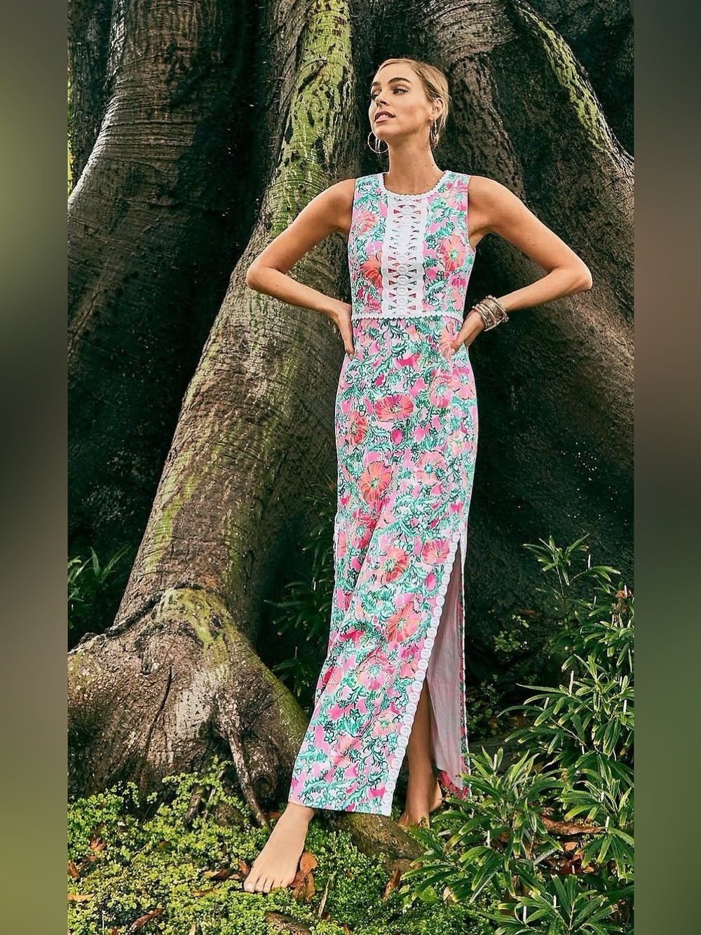 Lilly Pulitzer Ashler Stretch Maxi Shift Dress Perfect Poppy Pink NWT - Size 16